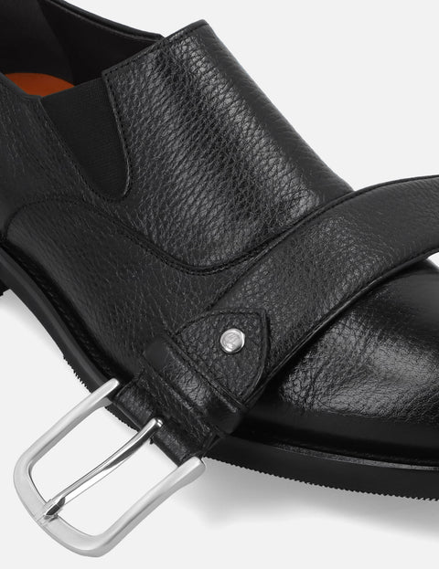 Mocasín Slip On en piel de ciervo color negro