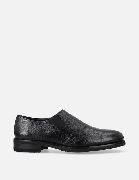 Mocasín Slip On en piel de ciervo color negro