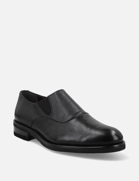 Mocasín Slip On en piel de ciervo color negro
