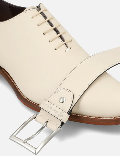 Oxford en piel napa color hueso