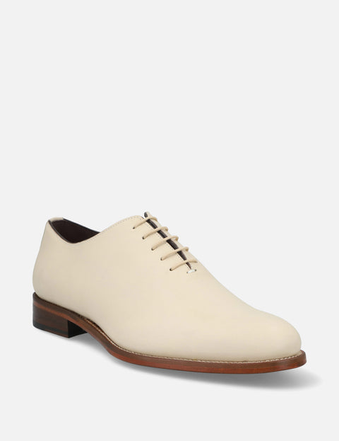Oxford en piel napa color hueso