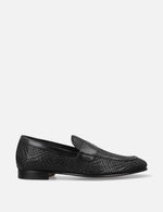 Mocasín en piel tejida color negro
