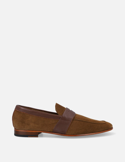Mocasín en ante premium color kaki