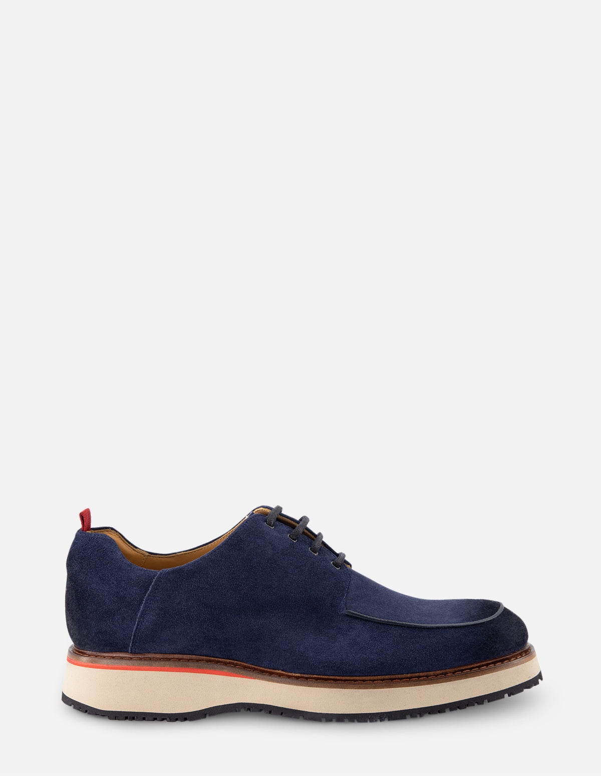 Zapato Blucher en piel ante color azul para hombre