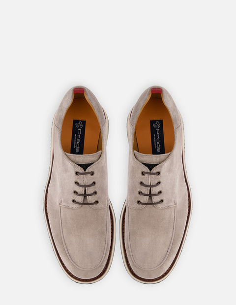 Zapato Blucher en piel ante color gris para hombre