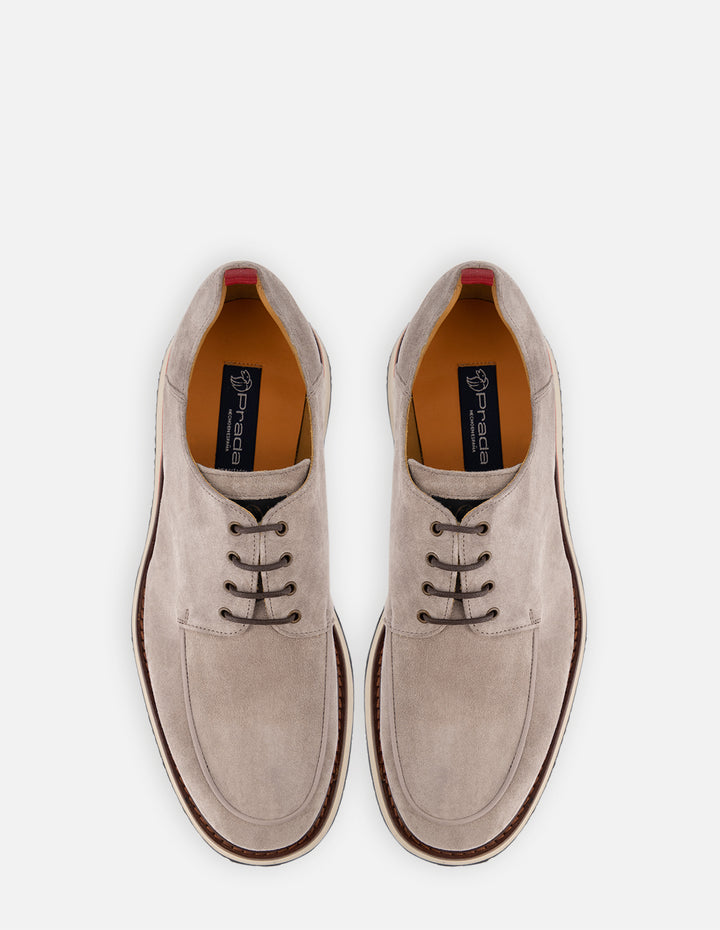 Zapato Blucher en piel ante color gris para hombre