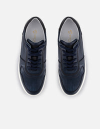 Tenis color azul en piel para hombre