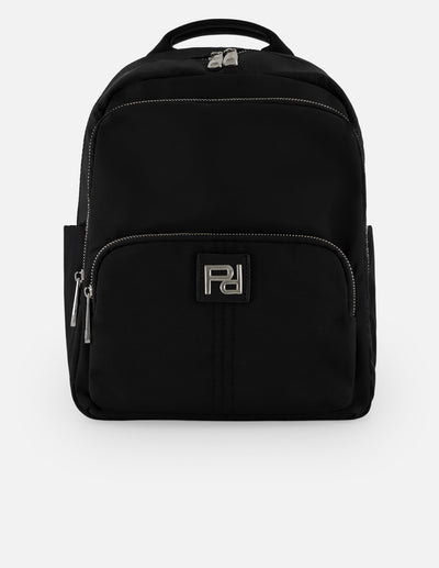 Mochila negra nylon para mujer con 3 compartimentos