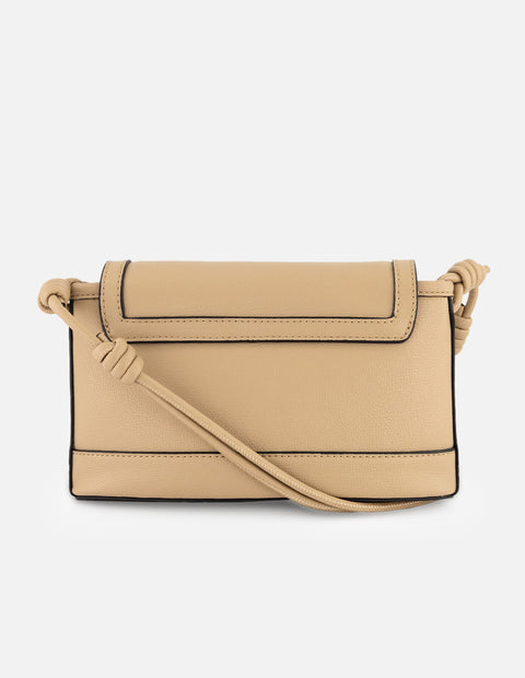 Bolso de hombro beige vegano para mujer con asa ajustable