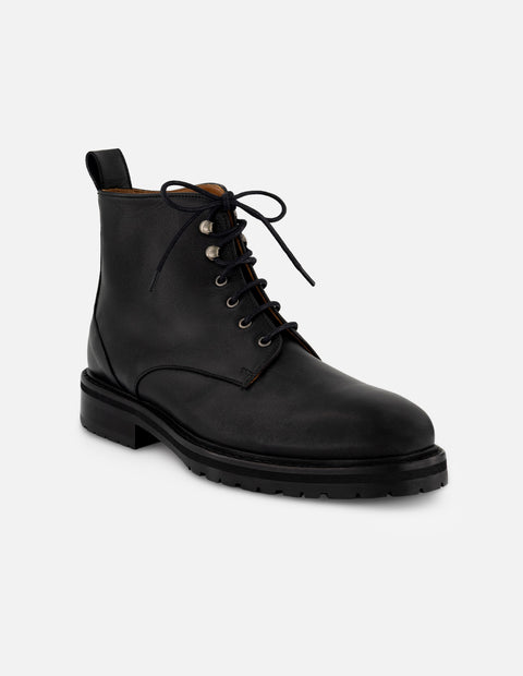 Botines negro piel para mujer con agujetas al frente