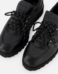 Zapato Oxford gris de piel para hombre con combinación de materiales