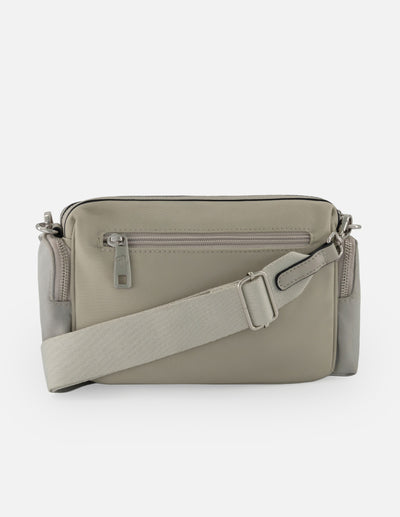 Bandolera gris nylon para mujer con 5 compartimentos