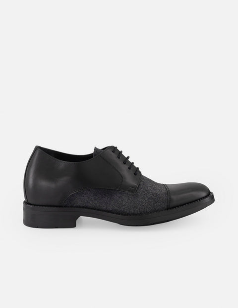 Zapato Blucher negro para hombre con +7 cm de altura