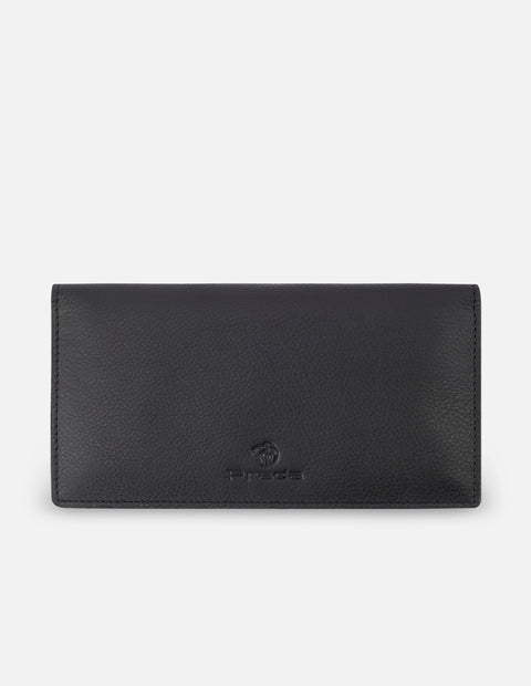 Cartera negro de piel ante con interior en contraste