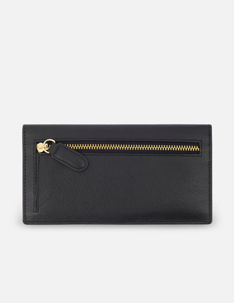 Cartera negro de piel ante con interior en contraste