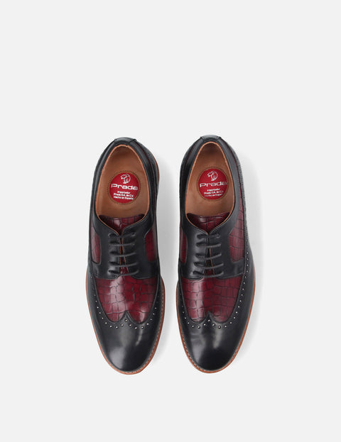 Blucher bicolor en piel con grabado coco