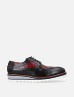 Blucher bicolor en piel con grabado coco