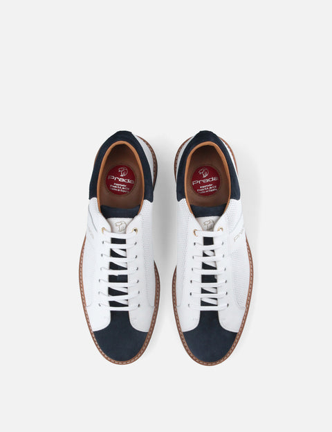 Tenis en piel y ante color marino