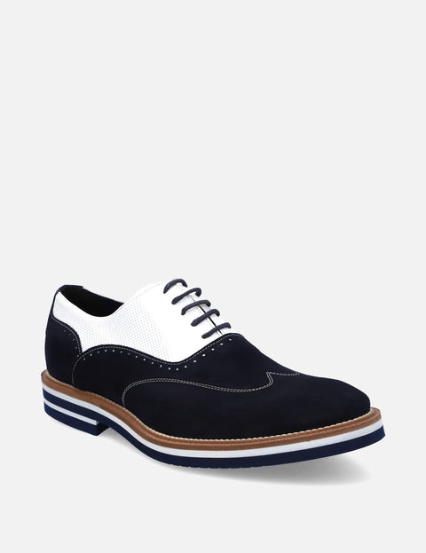Oxford en piel  y ante color marino