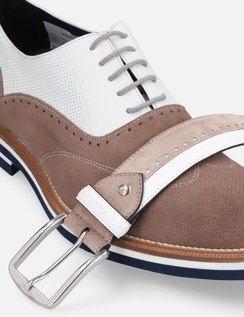 Oxford en piel  y ante color beige