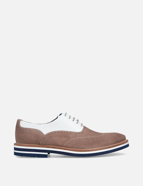 Oxford en piel  y ante color beige