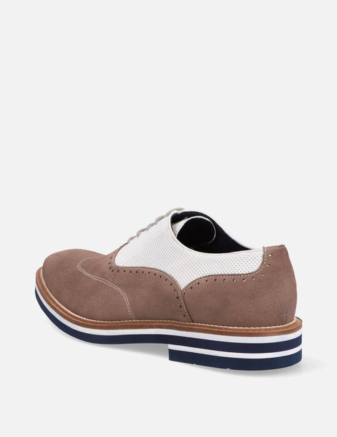 Oxford en piel  y ante color beige