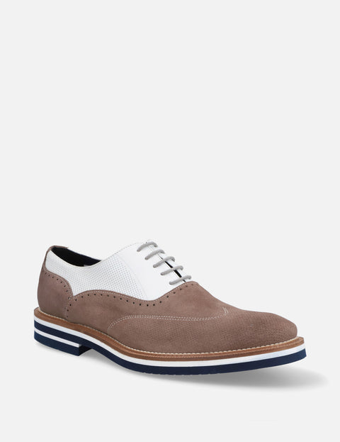 Oxford en piel  y ante color beige