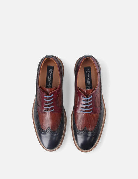 Blucher en piel grabada multicolor