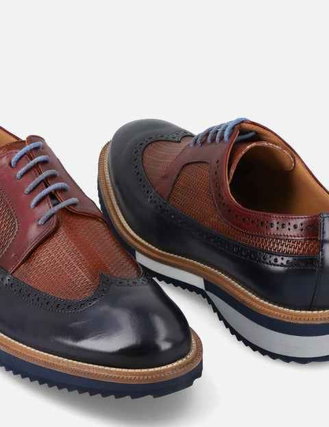 Blucher en piel grabada multicolor