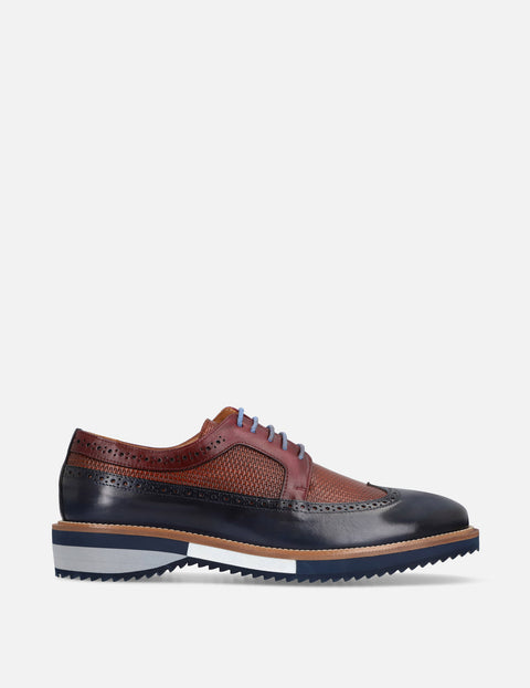 Blucher en piel grabada multicolor