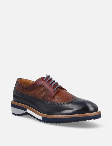 Blucher en piel grabada multicolor