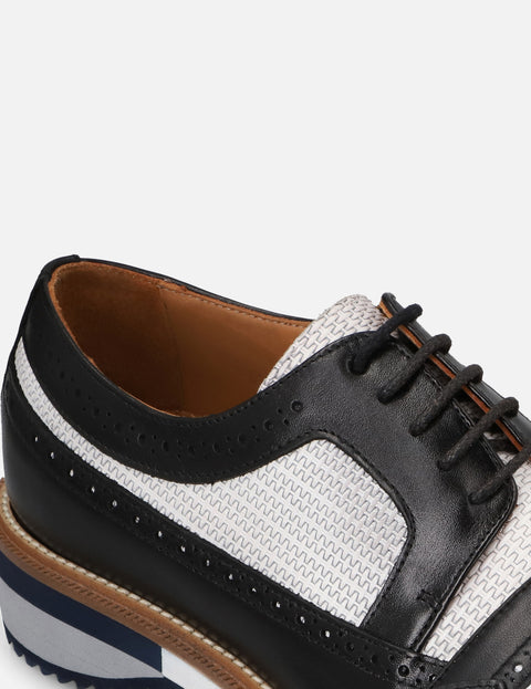 Blucher en piel grabada bicolor