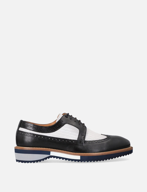 Blucher en piel grabada bicolor