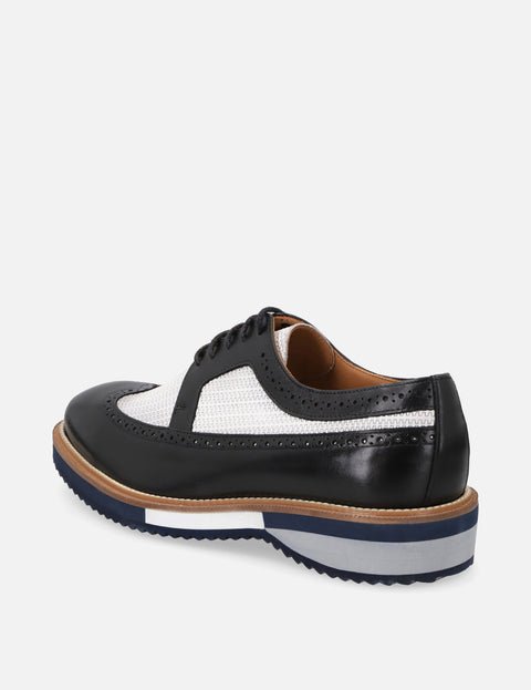 Blucher en piel grabada bicolor
