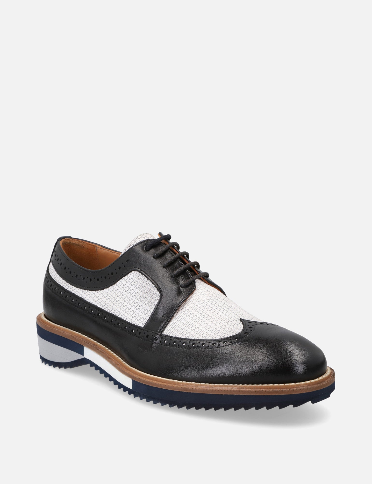 Blucher en piel grabada bicolor