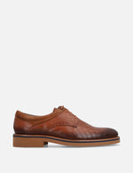 Blucher en piel con grabado mosaico color cuero