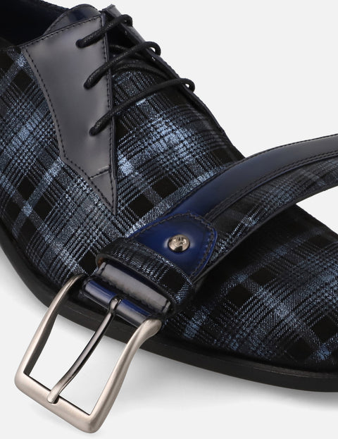 Blucher en ante estampado y florantic color marino