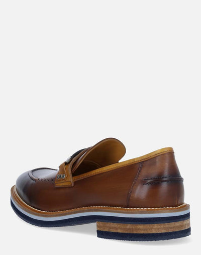 Mocasín caoba en piel para hombre