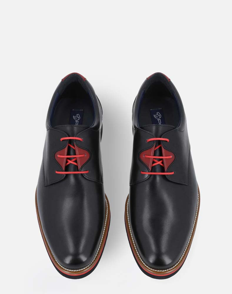 Zapato blúcher negro con contrastes para hombre