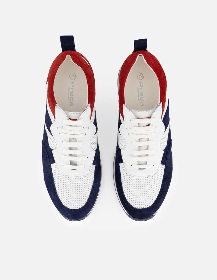 Tenis en piel ante color azul para hombre