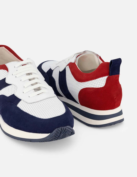 Tenis en piel ante color azul para hombre