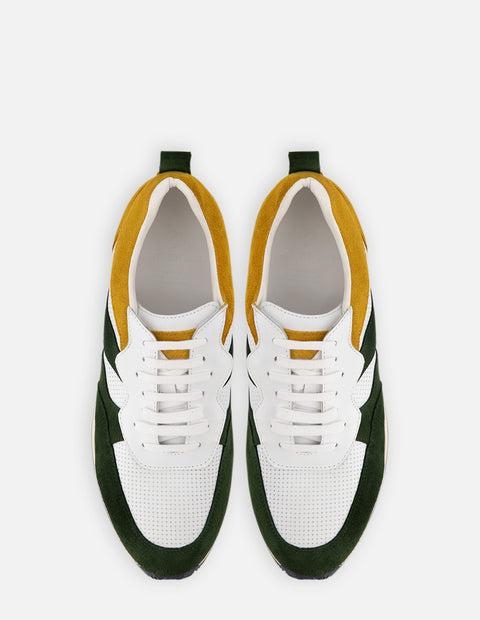Tenis en piel ante color verde para hombre