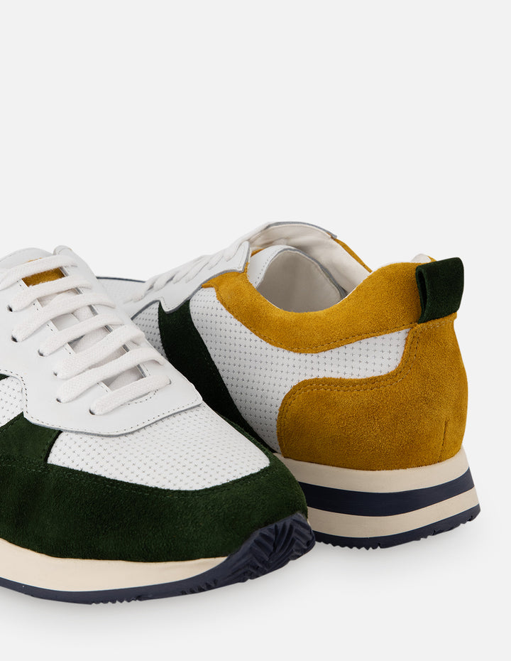 Tenis en piel ante color verde para hombre