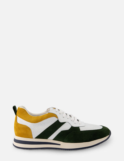 Tenis en piel ante color verde para hombre