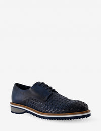 Blucher en piel trenzada color azul para hombre