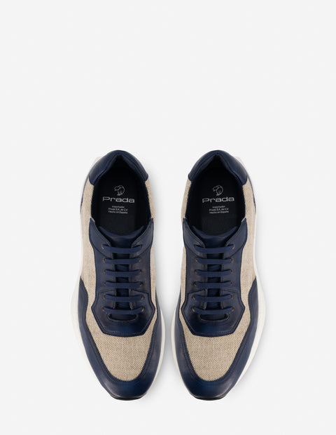 Tenis en textil y piel color azul para hombre