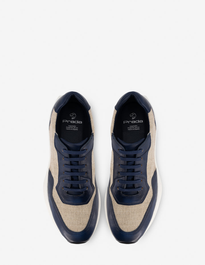 Tenis en textil y piel color azul para hombre