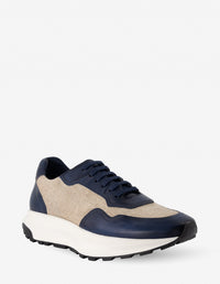 Tenis en textil y piel color azul para hombre