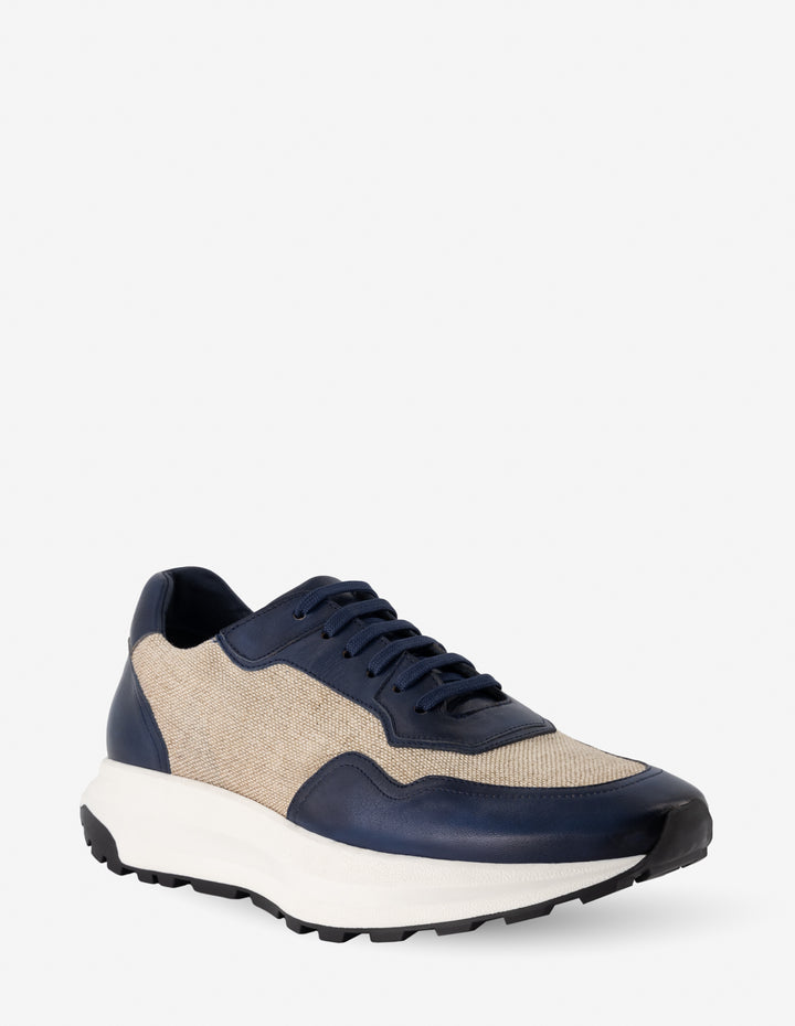 Tenis en textil y piel color azul para hombre