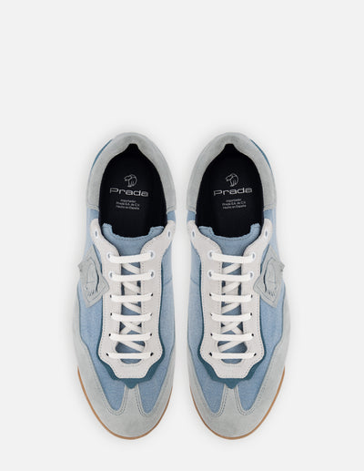 Tenis en textil y piel ante color azul para hombre